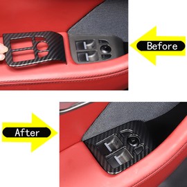 Daeiclru Interior Window Glass Lift Switch Button Cover Compatible with Jaguar F-Type 2013-2024, ABS Window Lift Switch Panel Decoration Frame Trim Cover (Carbon Fiber Pattern)