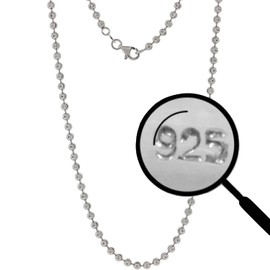 HarlemBling Solid 925 Sterling Silver Moon Cut Ball Bead Chain - 2.5mm - 18-30" - Made In Italy (18)