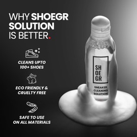 SHOEGR Unisex-Adult Ultimate Shoe Cleaning Kit Suitable For Sneaker, Nubuck, Canvas, Trainers, Multi-Material & Suede Shoe Care Kit-Cleaning Solution, Brushes & Microfiber Towel Shoe Cleaner Black