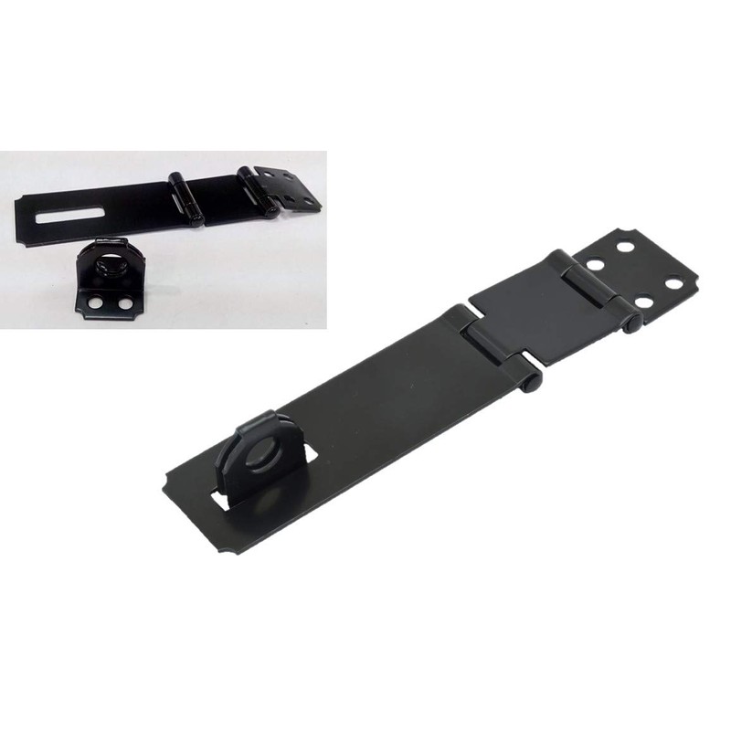 QCAA Double Hinge HASP and Staple Fixed, 3-1/2", Steel, Black,