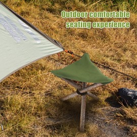 Jwthee Camping Stool Cloth, Tripod Stool Cloth Chair Cloth Folding Tripod Chair Cloth Camping Chair Cloth Replacement, Tripod Stool Seat with Rope for Fishing Camping Hiking Mountaining (Army Green)