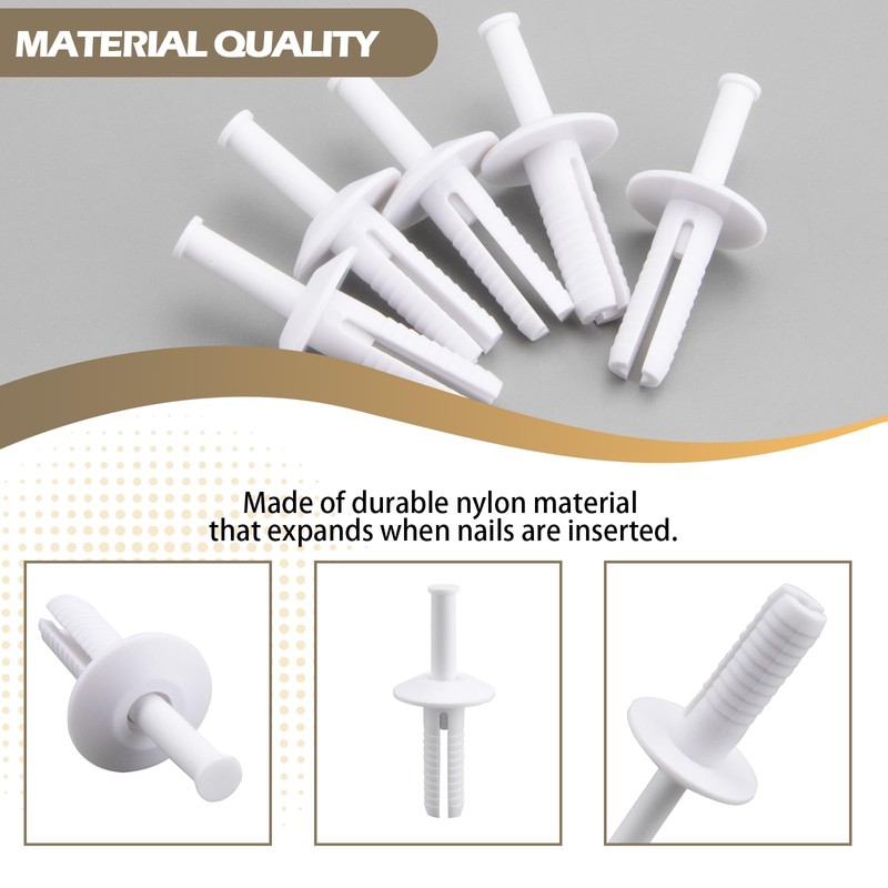 30 Pack 014973169992 Nylon Nail Drive Anchors, 1/4 x 1