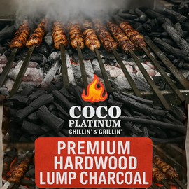 Coco Platinum Premium Hardwood Lump Charcoal – 100% Natural BBQ Fuel for Grilling 20LB