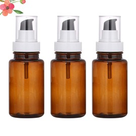 Housoutil 3Pcs Empty Pump Bottles, 100ml Cosmetic Cream Pump Bottle Travel Size Dispenser Plastic Pump Bottle Soap Bottle Portable Dispenser Bottles, Refillable Bottle for Essential Oil Lotion ( Brown )