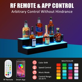 GarveeHome Led Lighted Liquor Bottle Shelf, 40 Inch 2 Tier Liquor Bottle Display Shelf with Remote & App Control, 16 Colors, 4 Modes, 1-8 H Timing, Liquor Bar Shelf Lights for Home