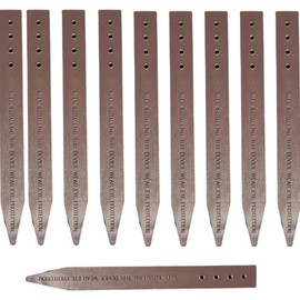 12" Plastic Bender Board Stakes - Teak Color - Heavy Duty Landscaping Edging and Border Stakes - 10 Pack