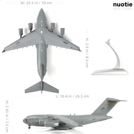 NUOTIE 1/200 C-17 GlobemasterⅢ - Kits de Modelo de avión Fundido a Troquel con Soporte Harbor-Hickam AFB Transport Modelo de avión de Metal preconstruido (escuadrón de Transporte aéreo 535)