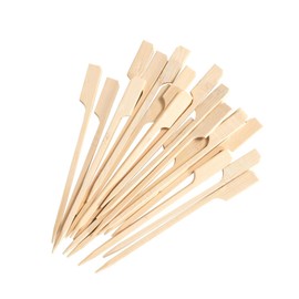 300Pcs Bamboo Paddle Picks, 3.5 Inch Sturdy Flat Skewers Food Appetizer Toothpicks for for Fruit