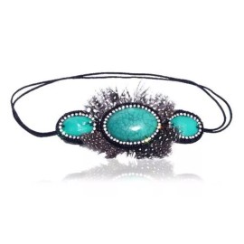 KC Republic Turquoise Stone, Rhinestone, and Rhinestone Headband with Look Sheet