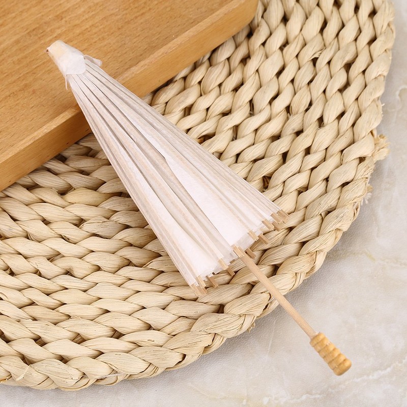 Atyhao Japanese Umbrella Parasol Plain Japanese Umbrella Plain White Tie
