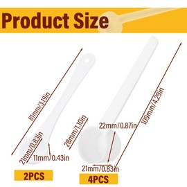 EORPAVU Measuring Spoon Sets 4 Pieces Measuring Cup with 2 Small Spoons, 5G Spoons, Transparent Protein Measuring Spoon, Measuring Spoons for Cooking, Baking (White and Transparent)