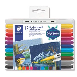 Staedtler Double-Ended Fabric Markers - Decorate T-Shirts, Pillows, Shoes and More, 12 Assorted Colors, 3190 TB12