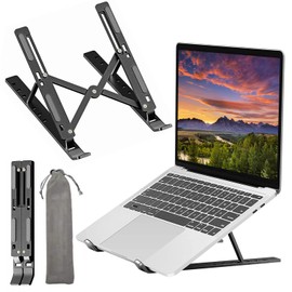 ZHIXINGT Base de Laptop, Soporte para Laptop, Material de Aleación de Aluminio, Ajuste Multiángulo Plegable. Soporte Portátil, para Computadoras Portátiles de 10-17.3 Tamaños (Negro)