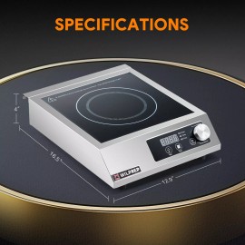 WILPREP Commercial Countertop Induction Range Portable 1800W Induction Cooktop Digital