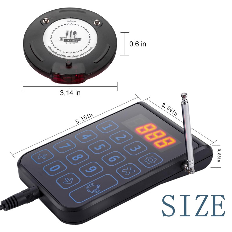 YYCALLING Pager System,Restaurant Buzzers Long Range,Set Vibration,10 Coaster Pagers for