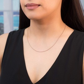 Materia Women's Necklace Rose Gold 1.2 mm - 925 Silver Venetian Chain Rose Gold-Plated Gold Chain Women Girls with Box K101, Sterling Silver Metal Gold