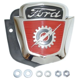 OVAL INDUSTRIES 1953 1954 1955 1956 FORD TRUCK HOOD EMBLEM w MOLDED PAD  BAAA-16637-A  53-11711