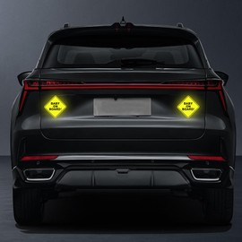 PACLVIO 2PCS Assured Signs Baby On Board Magnet for Car, 5×5" Baby on Board Car Sign Decal, Baby on Board Reflective Bright Yellow Magnetic Signs for Car, Car Accessories Universal Fit for Most Cars