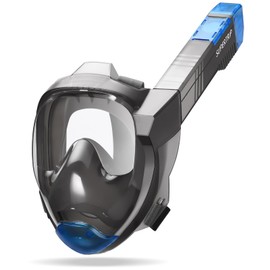 Supertrip Adult Snorkel Mask, Short Distance Snorkel, Quick Inhalation of Oxygen Diving Mask, CO2 Safe Sports Cameras, Compatible Full Face Mask (Grey/Blue, L/XL)