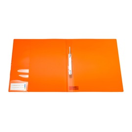 HERMA 19637 File Folder A4 Translucent Neon Orange, Pack of 3, Plastic Folder with Labelling Label, Slip Pocket & Metal Stapling Tongue, Plastic File Folder Set for School and Office