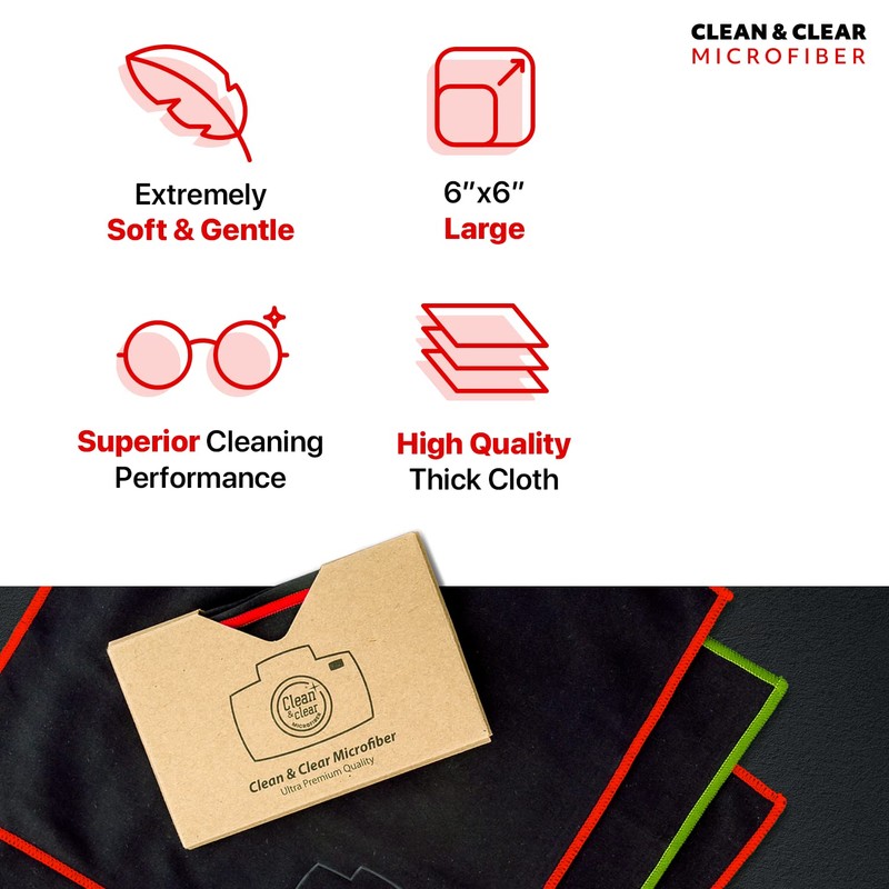 [8 Pack] Ultra Premium Quality Lens Cleaning Microfiber Cloth -