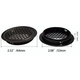 NIDETION Black Soffit Vents 53mm / 2.08” Stainless Steel Circular Round Mesh Hole Air Vents for Kitchen Bathroom Cabinet Wardrobe (Flat, 20Pcs)