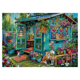 Garden Flower Puzzle 1000 Piece for Adults, Plant Gardening Jigsaw Puzzles, Spring Bird Cat Puzzle