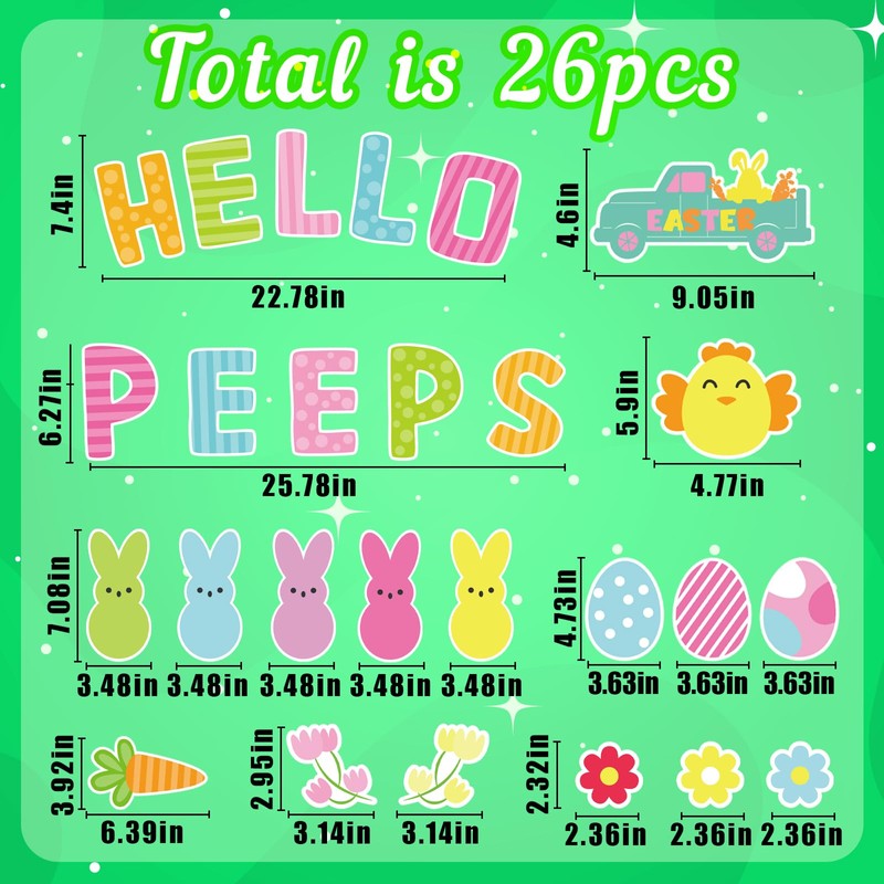 26PCS Easter Magnets Garage Door Decorations - Magnetic Refrigerator Car
