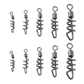 LT Easiyl 50Pcs Fishing Swivels with Corkscrew Snap Lure Jigs Connector for Saltwater Freshwater Fishing Tackle 2# 4# 6# 8# 10#