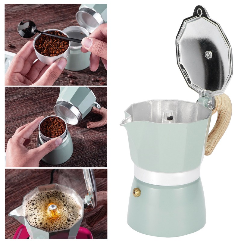 Stovetop Coffee Maker Aluminium Octagonal Coffee Pot Kettle Moka Pot