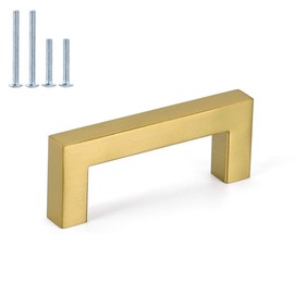 homdiy 10Pack Gold Cabinet Handles 3in Drawer Pulls - HDJ12GD Cabinet Hardware Stainless Steel Drawer Handles Square Kitchen Cabinet Handles