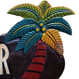 FOREVER BAMBOO 20" L Paradise Tropical Sign Palm Tree Wall Decor for Tiki Bar