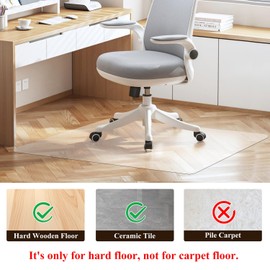 SHAREWIN Office Chair Mat for Hardwood Floor, 48"×36" Transparent Home Floor Protector Mat for Rolling Chairs, Anti-Slip Plastic Under Desk Computer Mats Easy Glide on Hard Floors, Rectangle