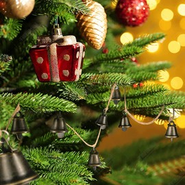 MrMrKura 9 PCS Vintage Jingle Bell 1 Inches Red Copper Bell Hanging Bell, Dog Door bell, Ring Door Bell for Wedding, Dog Collar, Christmas Hallowmas Decoration (Bronze Iron Bells)