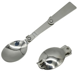 Maydahui Spoon and Fork Foldable Stainless Steel SUS 18/10(304) Salad Spork Portable for Thermos and Outdoors(Pack of 2)
