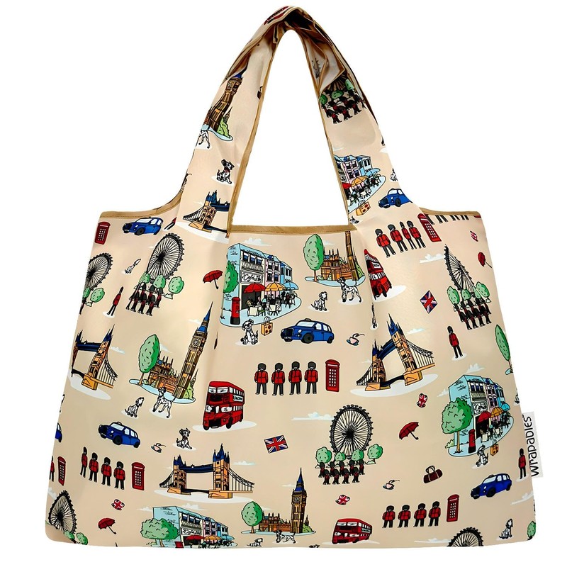 allydrew Large Foldable Tote Nylon Reusable Grocery Bags, Britain