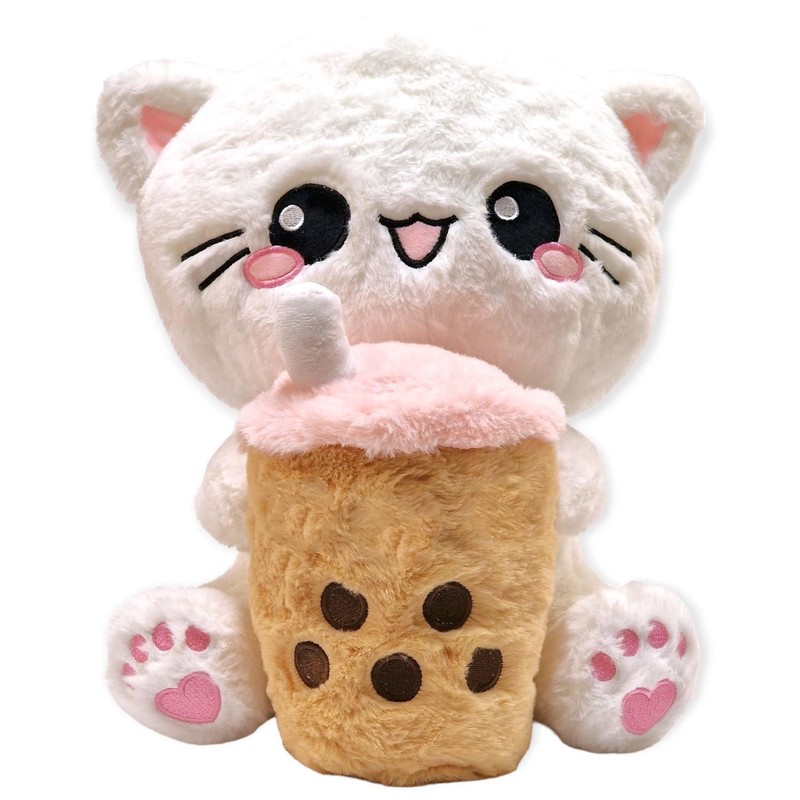 moodrush® Boba Cat Bubble Tea Cat Plush Toy Cuddly Toy