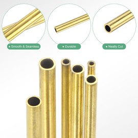 M METERXITY 300mm Brass Round Tube, 1mm 1.2mm 1.4mm 1.6mm 1.8mm 2mm OD 0.2mm Wall Thick Brass Seamless Straight Pipe Tubing for Construction/Machining/DIY Crafting[Set of 6 Pack]