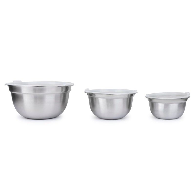 Luminuxe 3-Piece Stainless Steel Mixing Bowl Set with Lids –