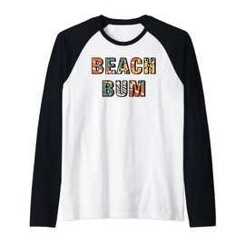 Beach Bum Summer Vacation Vintage Leopard Print Y2K Granola Raglan Baseball Tee