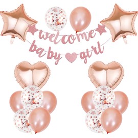 KOBOKO Welcome Home Decoration Girls, Welcome Home Baby Girl Garland Balloons Rose Gold, Welcome Home Baby Balloons Birthday, Welcome Home Decoration Girl for Baby Shower Decoration, Baby Shower