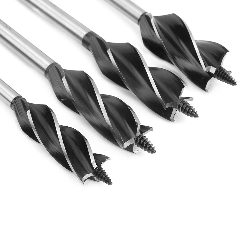 4Pcs Auger Bits Wood Cutting Hole Saw Reaming Twist Drill