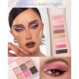 Lidschatten-Palette, 9 Farben, Smoky Grau, Glitzer & Matt, langanhaltend, wasserfest, hochpigmentiert, metallisch, feine Textur, leicht zu schminken, Make-up für Damen - 01