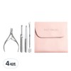 Self Angel Nail Cleaning Nipper + Double Sided Pusher + Trimmer + File + Pouch Set, 4 Sets, Mixed Colors / 셀프천사 손톱정리 니퍼 + 양면푸셔 + 트리머 + 파일 + 파우치 세트, 4세트, 혼합색상