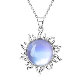 AINUOSHI Moonstone Necklace 925 Sterling Silver Moonstone Pendant Necklace Jewellery Gifts for Mum Birthday Mother's Day Gift Valentine's Day, Sterling Silver