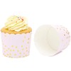 50 Pack Gold Polka Dot Paper Baking Cups, Pink Cupcake