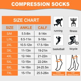 Wide Calf Compression Socks: Plus Size Compression Stockings for Men Women - Extra Large 20-30 mmHg Compression Hose Support for Travel Nurses Running Pregnancy 3 Pairs XL Black