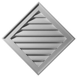 Ekena Millwork 34"W x 34"H x 1 3/8"P, (24" Sides) Diamond Gable Vent Louver, Functional