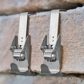 Hangman Brick Hangers Clamps Outdoor Heavy Duty 2-1/4' to 2-3/4' Brick Hooks 30lbs No Wall Damage: No Drill, Holes, Nails or Screws (2 Pack), Metal, (BH-1)
