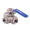 DERNORD 3-Way Ball Valve, T Mounting Pad, Stainless Steel 304
